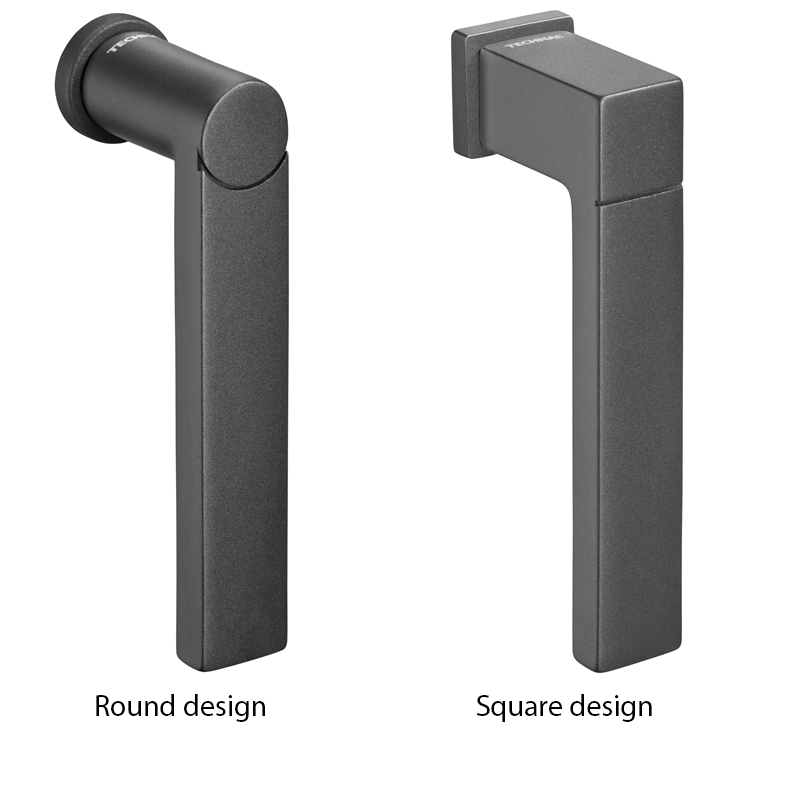 aluminium handvat met zwartkleurige afwerking in rond of vierkant design