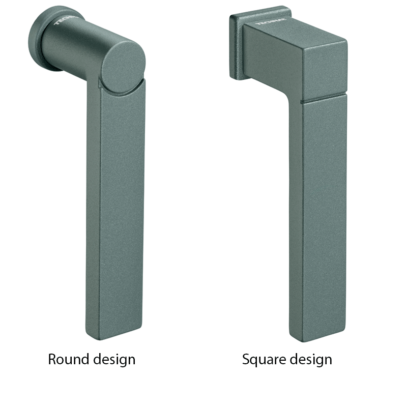 aluminium handvat met groenkleurige afwerking in rond of vierkant design